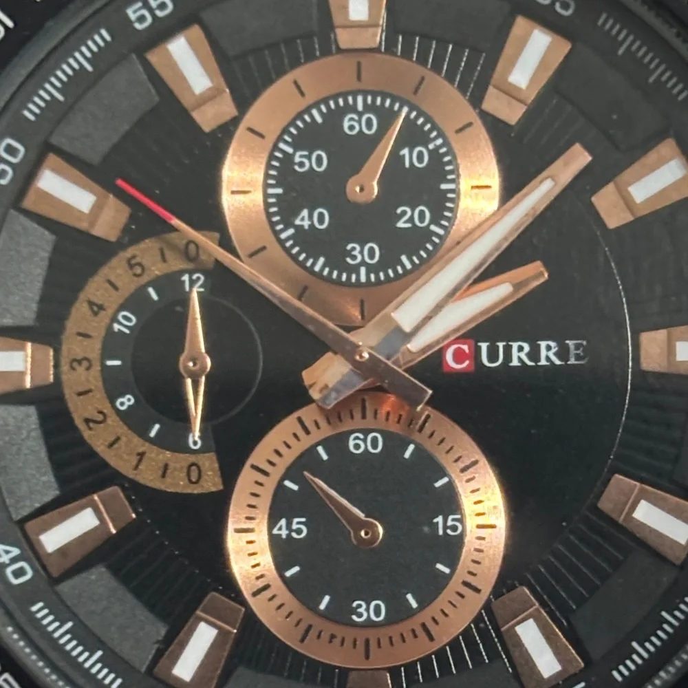 CURREN Black and Rose Gold Men’s Chronograph Watch